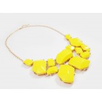 Neon Yellow Lemon Stone Fragment Statement Bib Necklace 